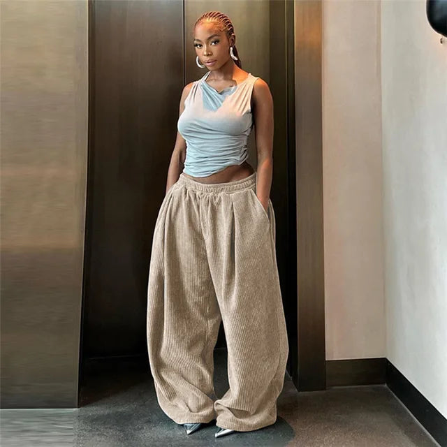 Corduroy oversized női nadrág – laza és stílusos mindennapokra