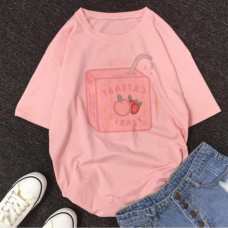 Rózsaszín kawaii póló – cuki nyári darab japán stílusban