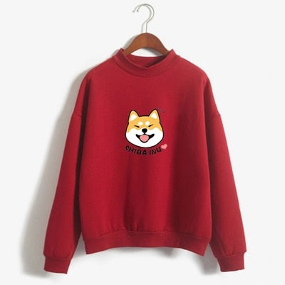 Shiba Inu Kawaii Hoodies – Harajuku Stílusú, Meleg Női Pulóver