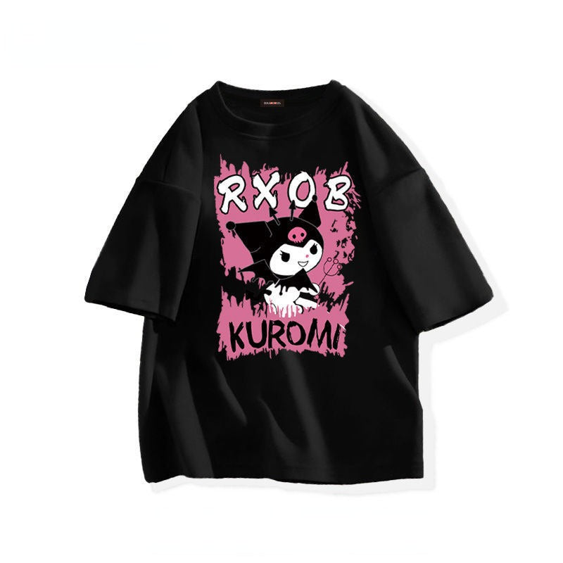 Kawaii Sanrio Kuromi T-shirt – Aranyos Anime Stílusú Póló Rajongóknak