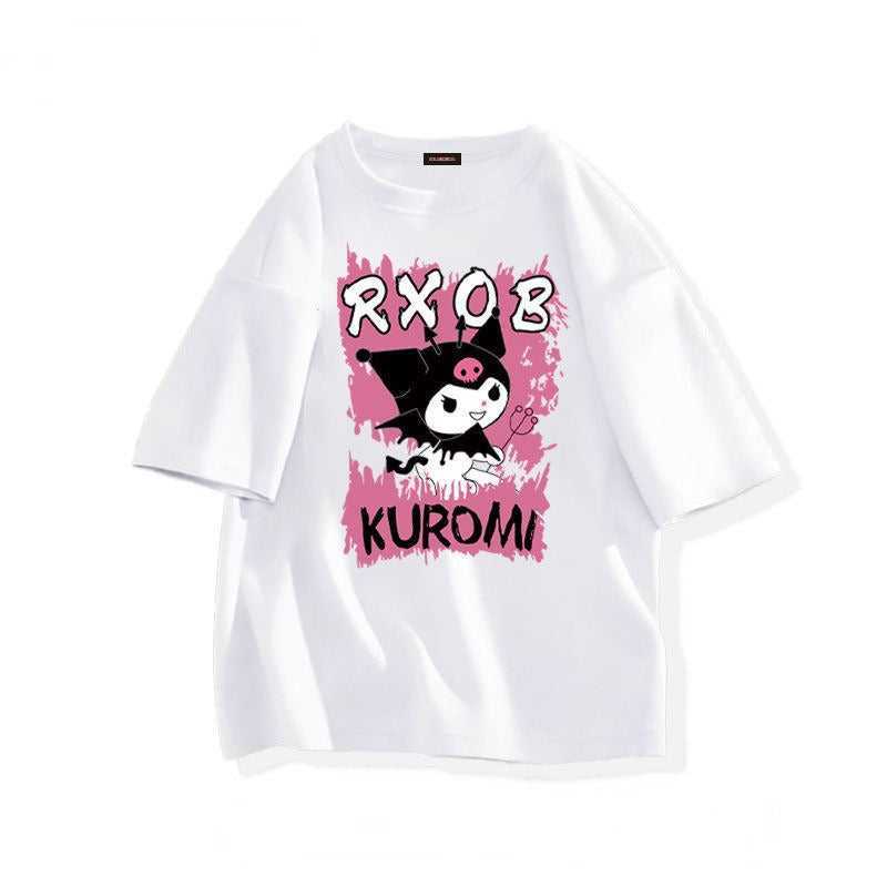 Kawaii Sanrio Kuromi T-shirt – Aranyos Anime Stílusú Póló Rajongóknak