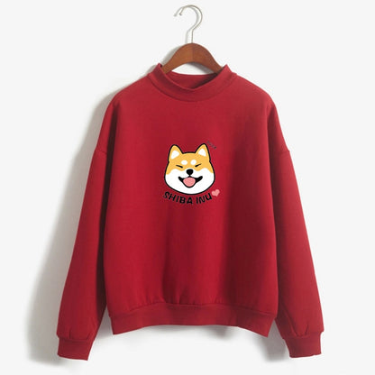 Shiba Inu Kawaii Hoodies – Harajuku Stílusú, Meleg Női Pulóver